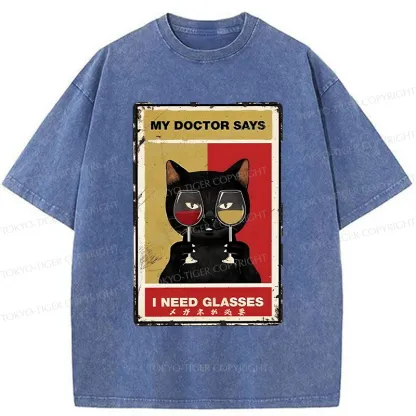 Tokyo-Tiger Cats Need Glasses Washed T-Shirt