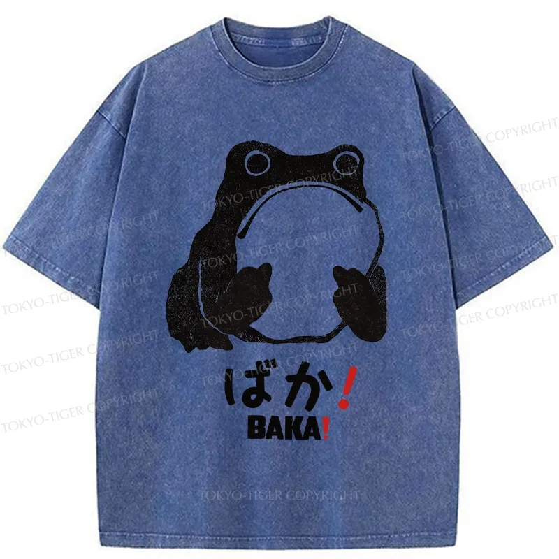 Tokyo-Tiger Funny Baka Frog Washed T-Shirt