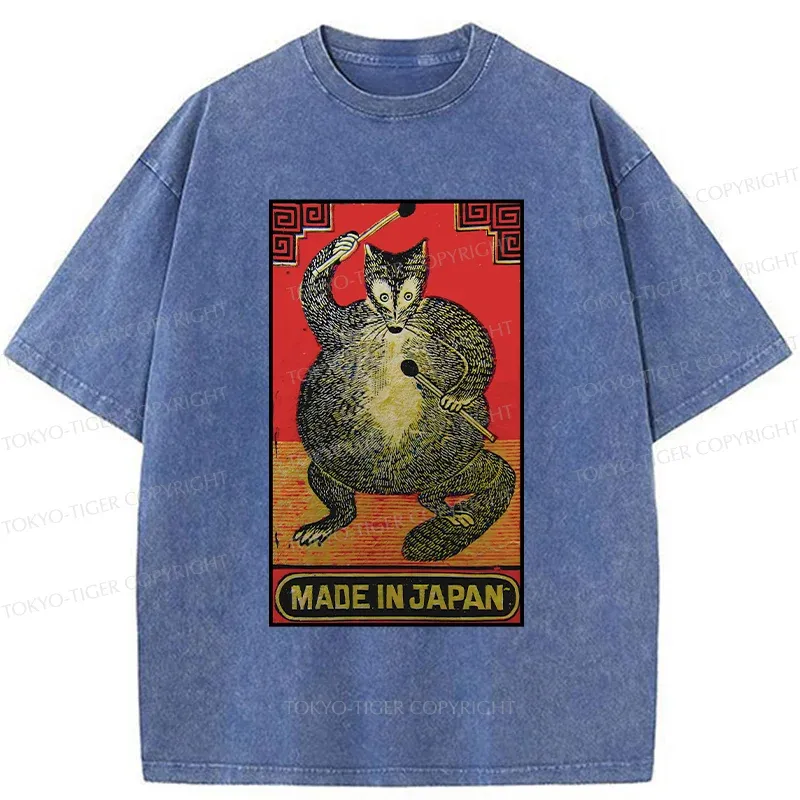 Tokyo-Tiger Retro Fat Fox Washed T-Shirt