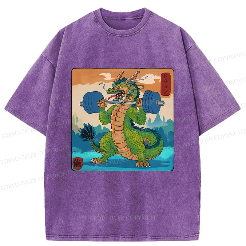 Tokyo-Tiger Dragon With Strong Abdominal Muscles Washed T-Shirt