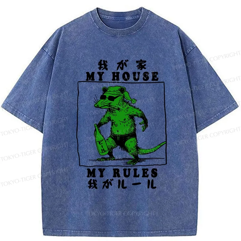 Tokyo-Tiger My House My Rules Washed T-Shirt
