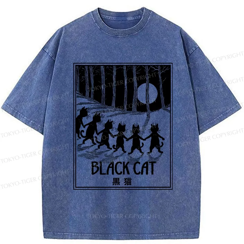 Tokyo-Tiger Six Black Cats Washed T-Shirt