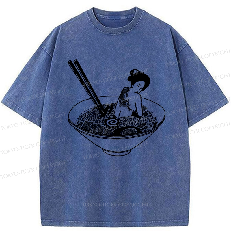 Tokyo-Tiger Geisha Tattoo Ramen Washed T-Shirt
