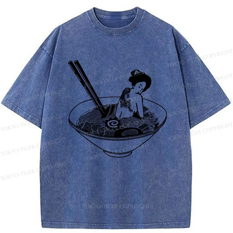 Tokyo-Tiger Geisha Tattoo Ramen Washed T-Shirt