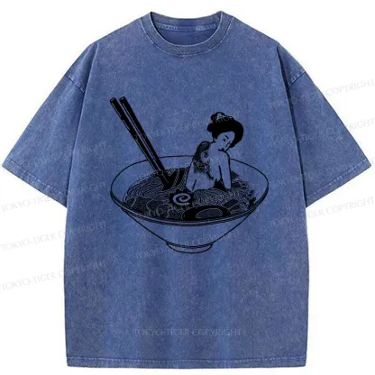 Tokyo-Tiger Geisha Tattoo Ramen Washed T-Shirt