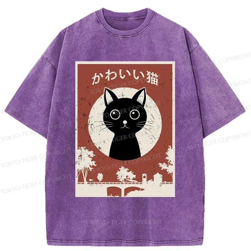 Tokyo-Tiger Vintage Japanese Cat Washed T-Shirt