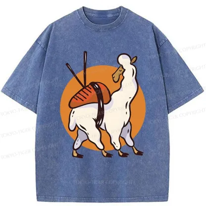Tokyo-Tiger Alpaca Sushi Japan Washed T-Shirt
