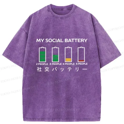 Tokyo-Tiger My Social Battery Washed T-Shirt