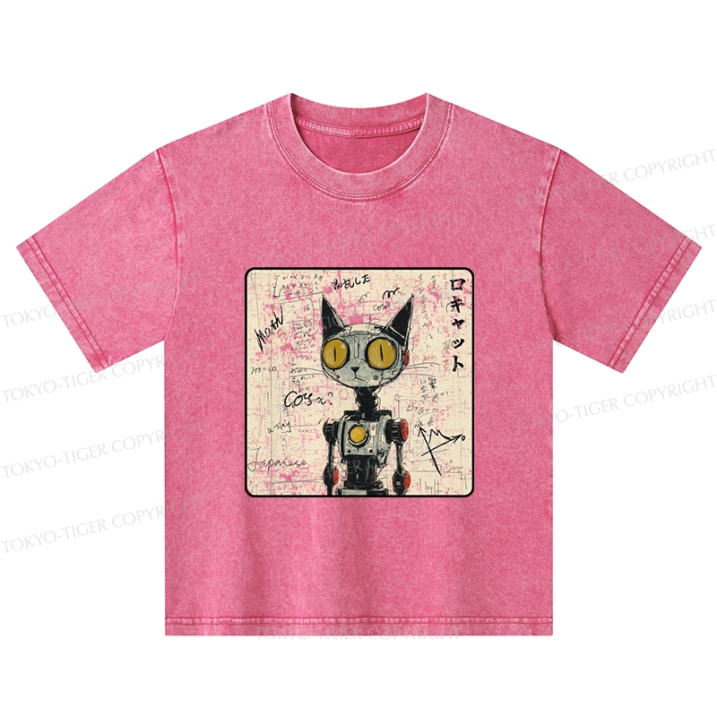 Tokyo-Tiger Robot Cat Kids Washed T-Shirt
