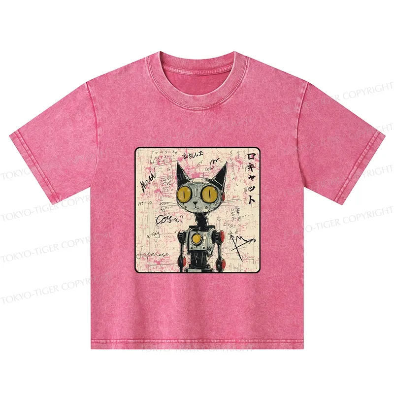 Tokyo-Tiger Robot Cat Kids Washed T-Shirt