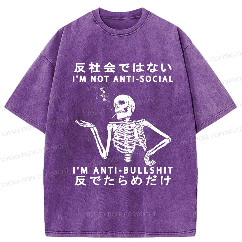 Tokyo-Tiger I'm Anti-Bullshit Funny Washed T-Shirt
