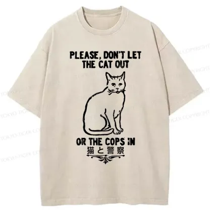 Tokyo-Tiger Cats And The Police Washed T-Shirt