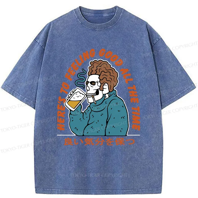 Tokyo-Tiger Stay In A Good Mood Washed T-Shirt