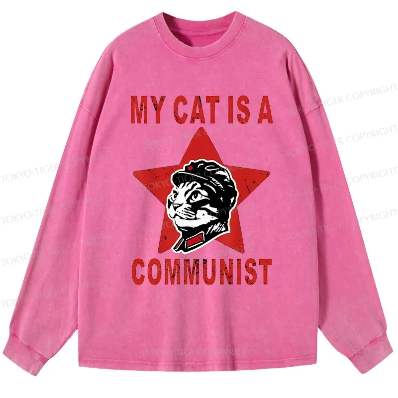 Tokyo-Tiger Funny Cat-ism Washed Long Sleeve T-Shirt