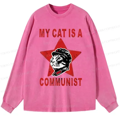 Tokyo-Tiger Funny Cat-ism Washed Long Sleeve T-Shirt