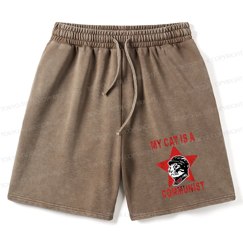 Tokyo-Tiger Funny Cat-ism Washed Shorts