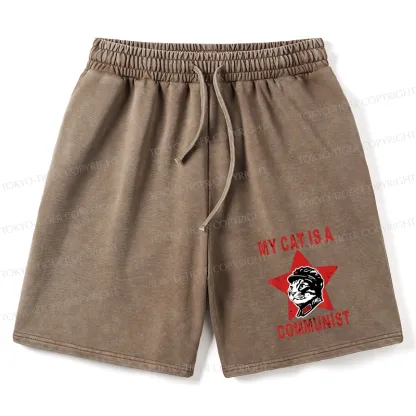 Tokyo-Tiger Funny Cat-ism Washed Shorts