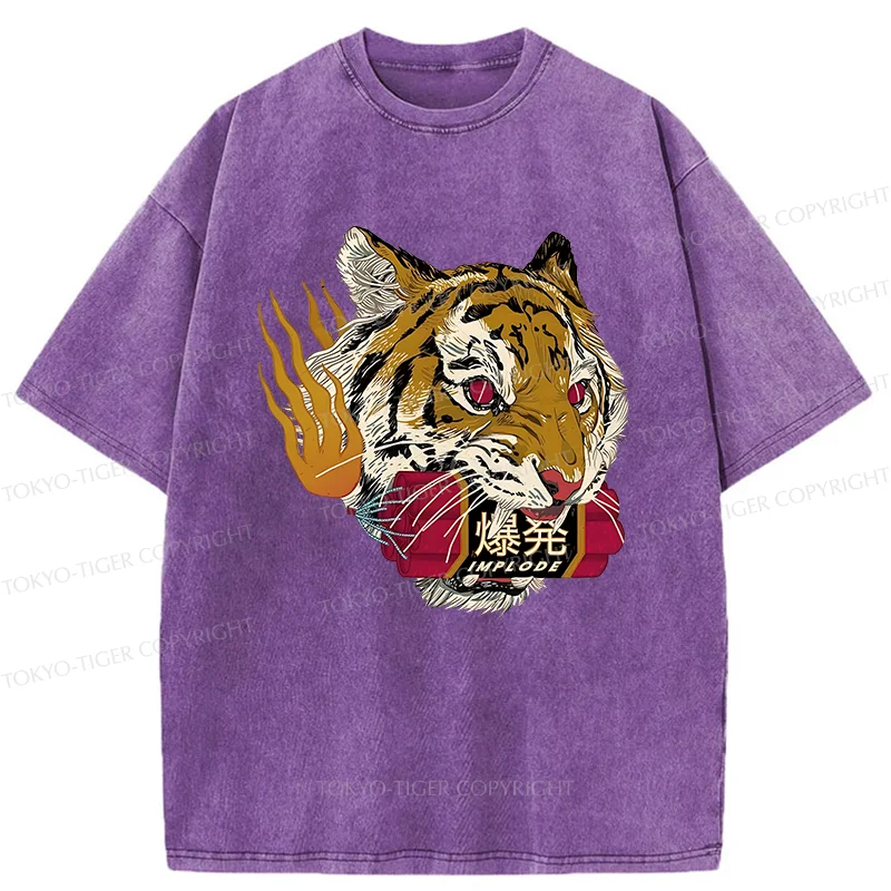 Tokyo-Tiger Angry Tiger Washed T-Shirt
