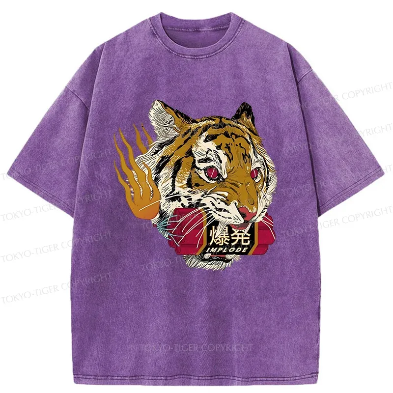 Tokyo-Tiger Angry Tiger Washed T-Shirt