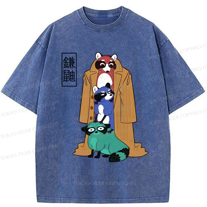 Tokyo-Tiger Funny Sickle Weasel Washed T-Shirt