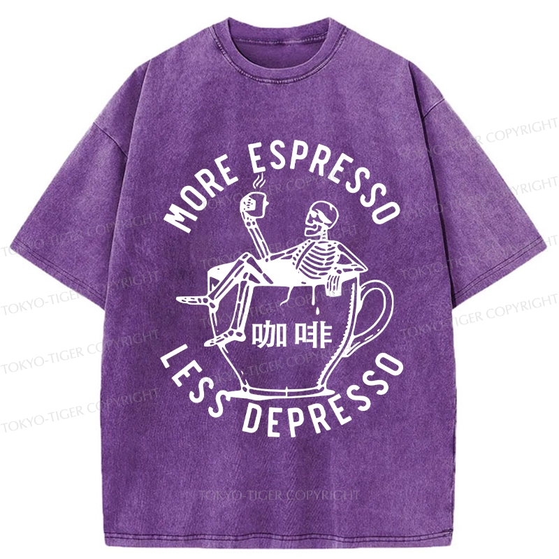 Tokyo-Tiger More Espresso Less Depresso Japan Washed T-Shirt