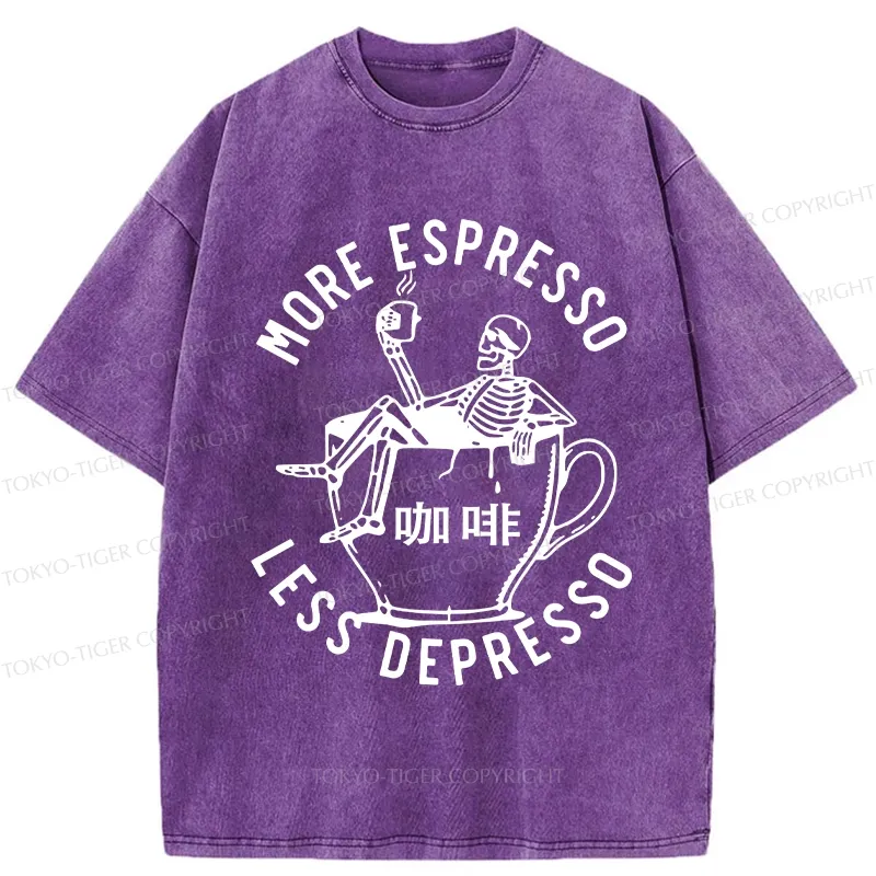 Tokyo-Tiger More Espresso Less Depresso Japan Washed T-Shirt