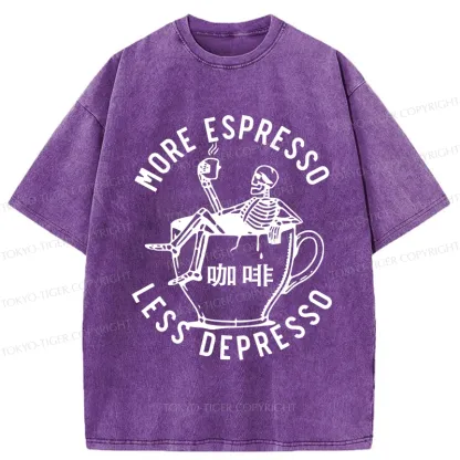 Tokyo-Tiger More Espresso Less Depresso Japan Washed T-Shirt
