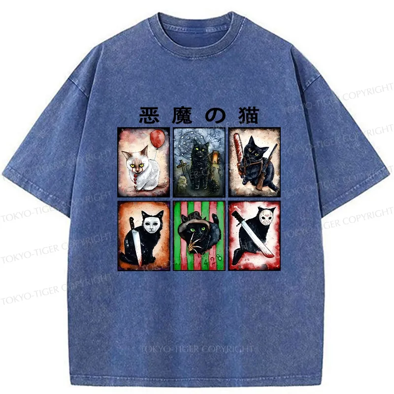 Tokyo-Tiger Demon Cat Washed T-Shirt Sale