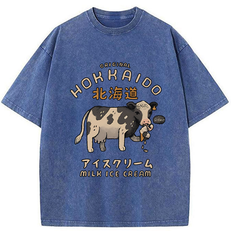 Tokyo-Tiger Cow Ice Cream Washed T-Shirt
