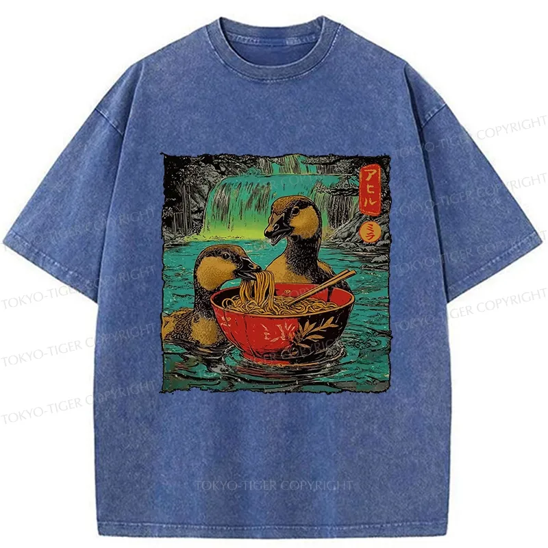 Tokyo-Tiger Ramen Lover Goose Washed T-Shirt