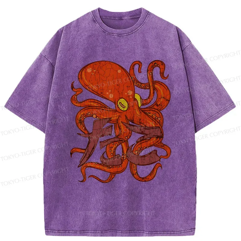 Tokyo-Tiger Vintage Octopus Washed T-Shirt
