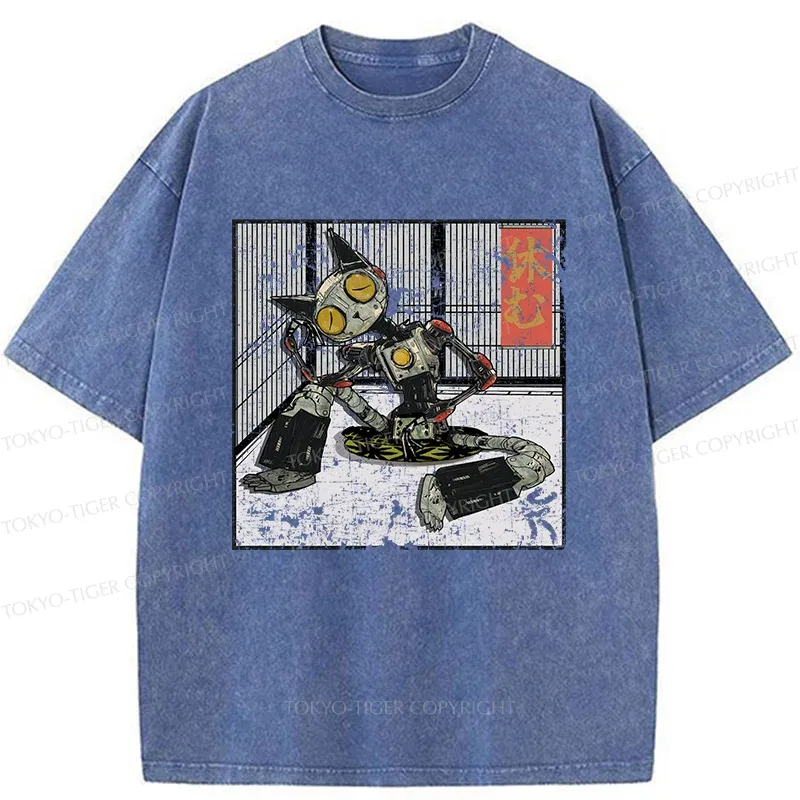 Tokyo-Tiger Doraemon Taking A Rest Washed T-Shirt