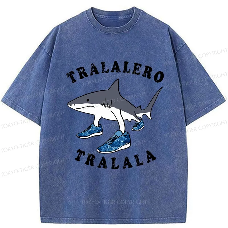 Tokyo-Tiger Tralalero Tralala Funny Washed T-Shirt