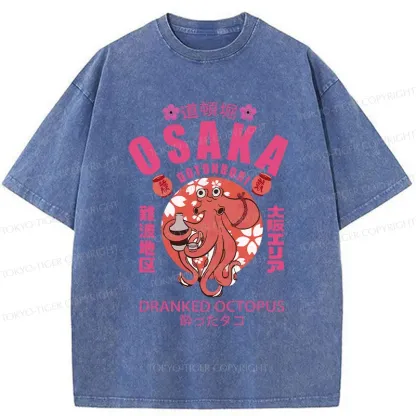 Tokyo-Tiger Sakura And Octopus Washed T-Shirt