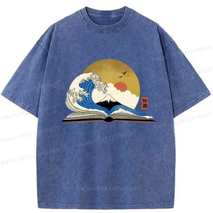 Tokyo-Tiger The Great Wave of Knowledge Washed T-Shirt