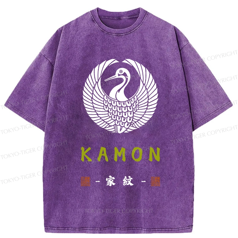 Tokyo-Tiger Crane Family Crest Washed T-Shirt