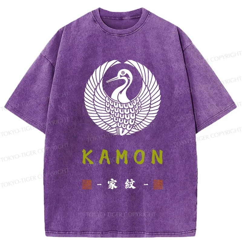 Tokyo-Tiger Crane Family Crest Washed T-Shirt
