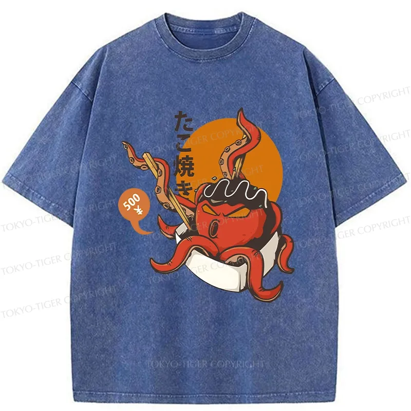 Tokyo-Tiger Yummy Takoyaki Washed T-Shirt