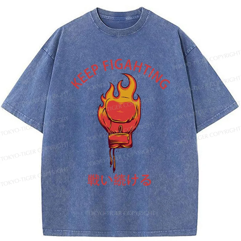 Tokyo-Tiger Keep Fighting Washed T-Shirt