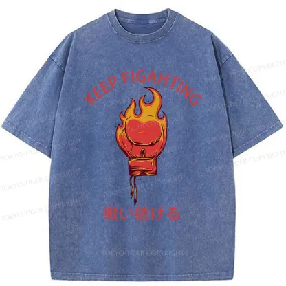 Tokyo-Tiger Keep Fighting Washed T-Shirt
