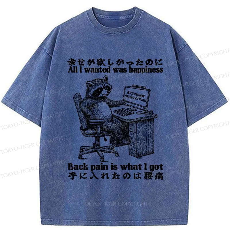 Tokyo-Tiger All I Wanted Was Happiness Washed T-Shirt