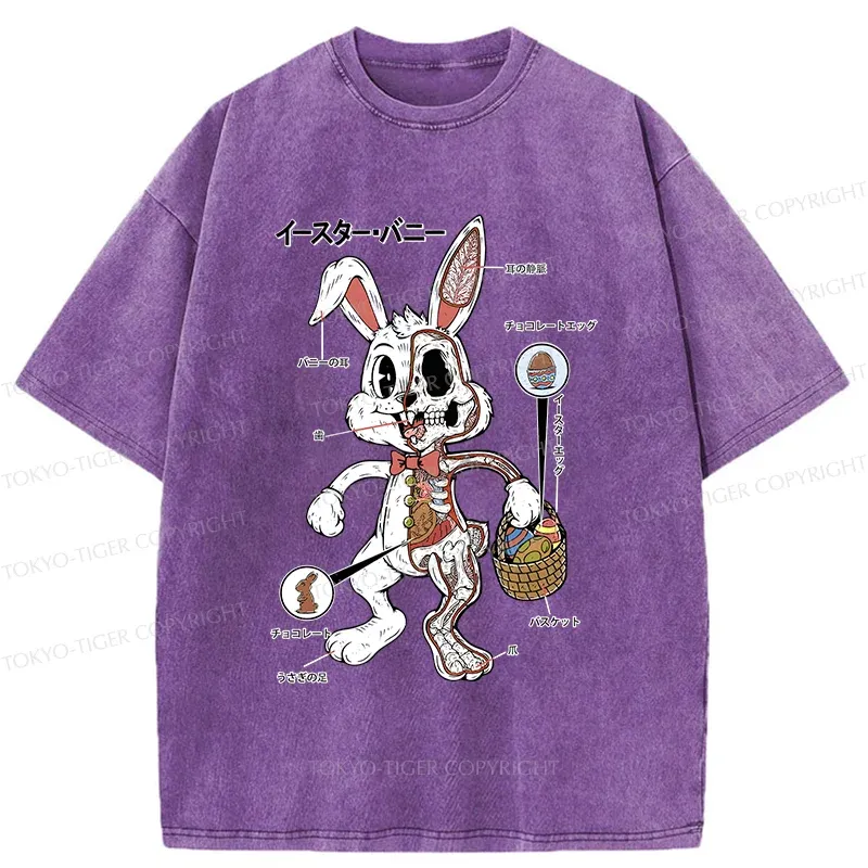 Tokyo-Tiger Easter Bunny Anatomy Washed T-Shirt