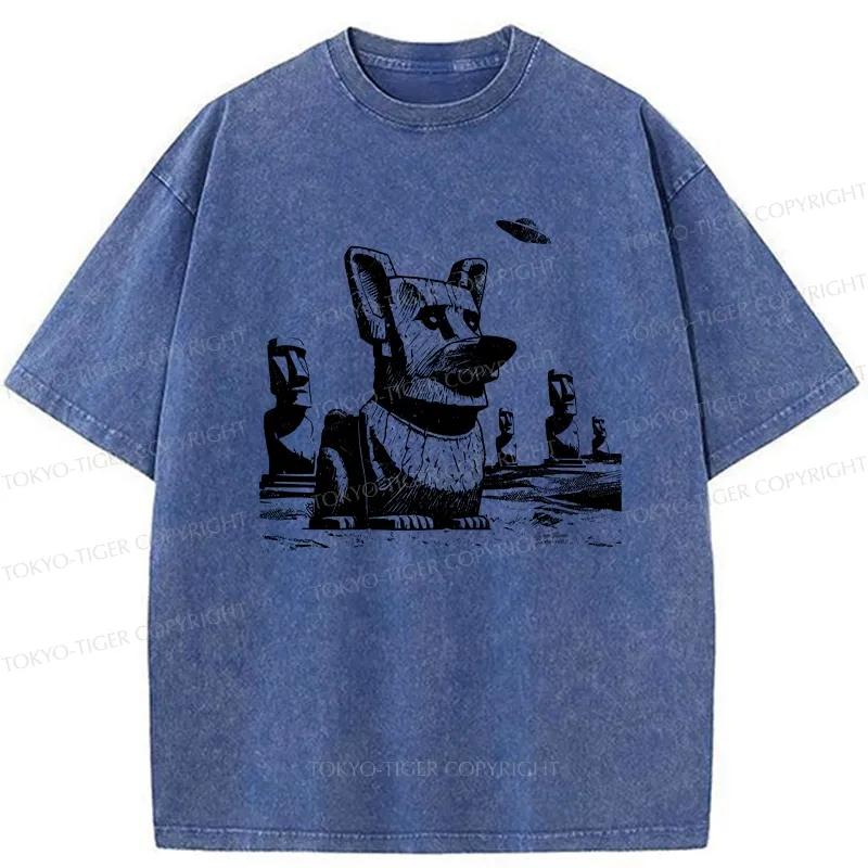 Tokyo-Tiger Funny Corgi Washed T-Shirt Sale
