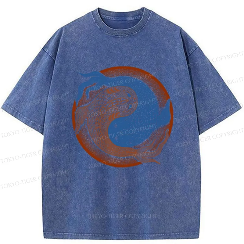 Tokyo-Tiger Yin Yang Fish Washed T-Shirt