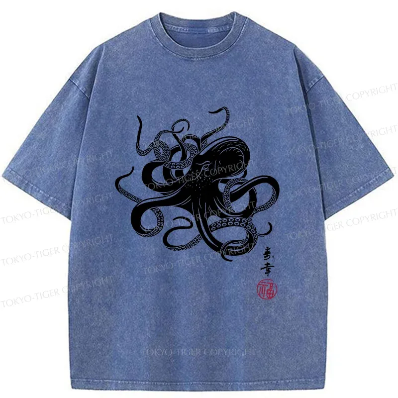 Tokyo-Tiger Vintage Octopus Washed T-Shirt