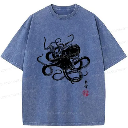 Tokyo-Tiger Vintage Octopus Washed T-Shirt