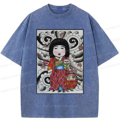 Tokyo-Tiger Japanese Little Girl Washed T-Shirt