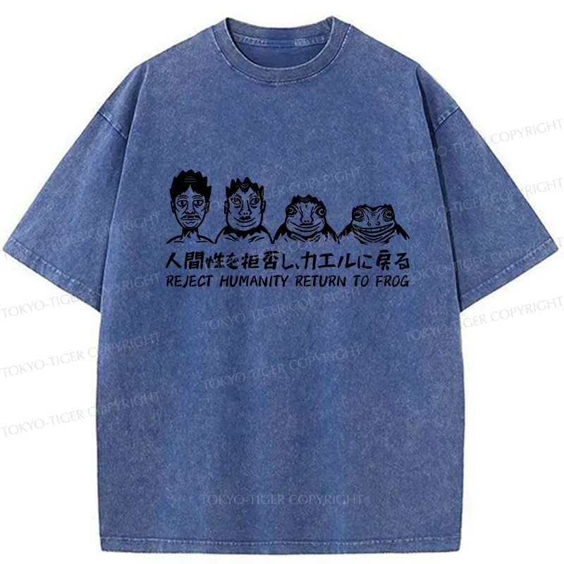 Tokyo-Tiger Reject Humanity Return To Frog Washed T-Shirt