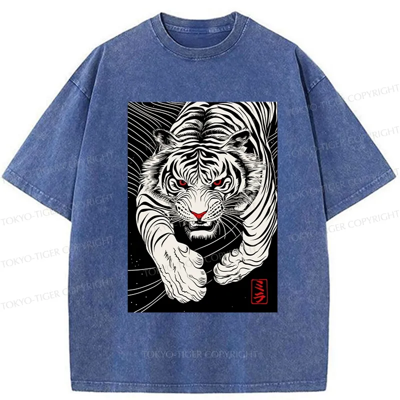 Tokyo-Tiger Japanese Ferocious Tiger Washed T-Shirt