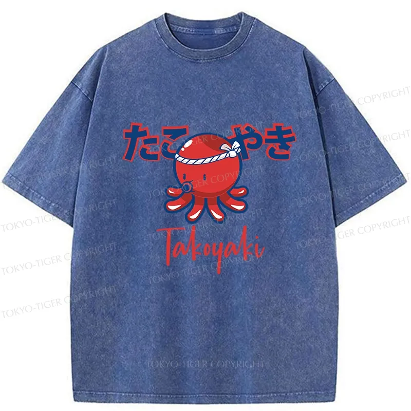 Tokyo-Tiger Japanese Traditional Takoyaki Washed T-Shirt